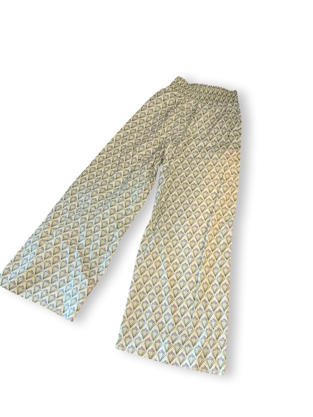 Green Patterned Wide-Leg Knit Pants - Picture 4 of 5